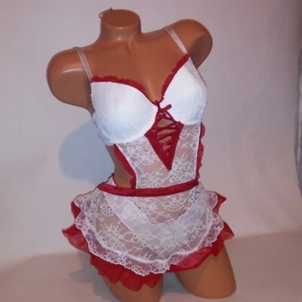 Victoria Secret Wicked Apron Lingerie With Matching Thong Size M NWT